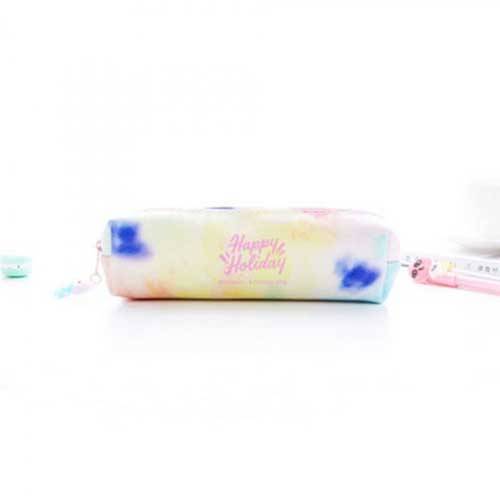 Unicorn roll up pennfodral för tjejer canvas school pennväska penna väska bärbar penna låda skolmaterial material escolar - A-stil-rosa brev