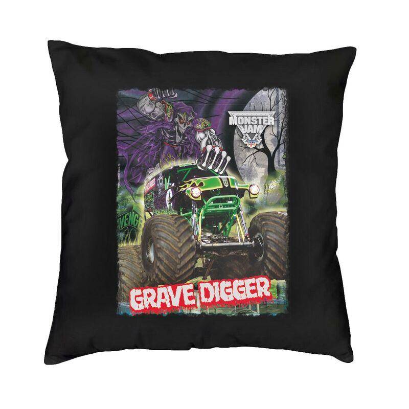 Monster Jam Grave Digger Monster Truck Fyrkantigt Kuddfodral Heminredning 3D Tvåsidigt Tryckt Kuddfodral för Vardagsrummet