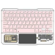 KB333 Transparent 78 Keys Wireless Bluetooth Keyboard with Touchpad, Colorful Backlight - Pink