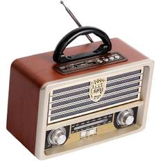 Retro Træradio, FM-radio, CD-afspiller, med antik stil, stærk bas, mini udendørs lyd med høj lydstyrke