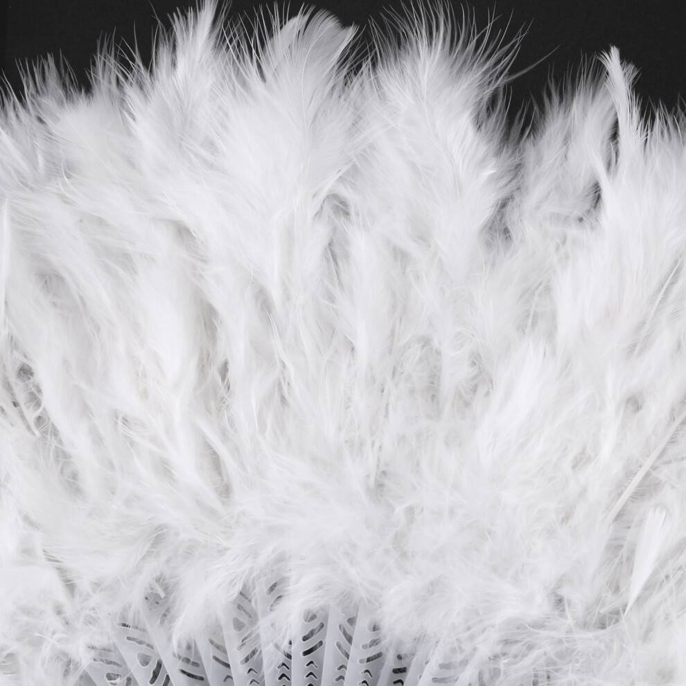 LADIES FEATHER FAN 1920s BURLESQUE FANCY DRESS COSTUME ACCESSORY - White