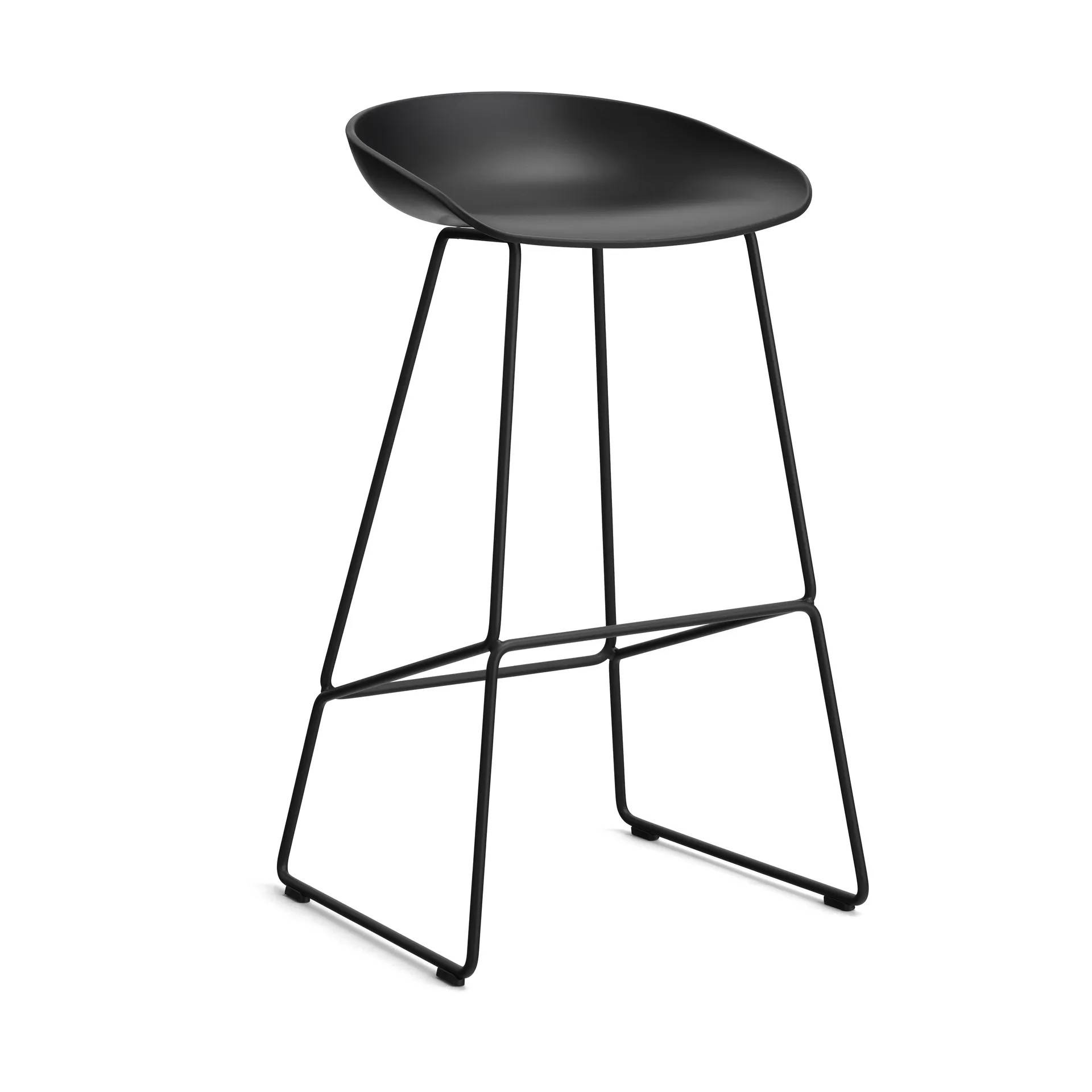 HAY About a Stool 38 High barstol 2.0 Sort-sort stålstel