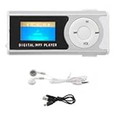 FLEXMAN MP3-spelare, 16 GB MP3-musikspelare, bärbar minibackclip LCD-skärm Musikmediaspelare med ficklampa för löpning och resor (Silver)