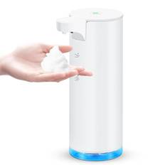 Seifenspender Automatischer Edelstahl Schaumseifenspender Elektrischer - LAOPAO Soap Dispenser Set IPX5 Wasserdicht USB-C Aufladung mit Sensor Infrarot Bewegungssensor für Küche & Bad (Weiß)