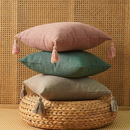 Yousheng Boho Kuddfodral med tofsar Gårdsstil Kuddfodral för soffa Sovrum Dekorativt Kuddfodral med dold dragkedja för Hem Vardagsrum Soffa