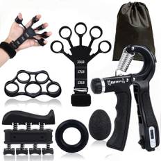 GOORFACHandtrainer Fingertrainer (6-teilig) Griffkraft Trainer Krafttraining Griffstärker Verstellbarer Unterarmtrainer Finger Trainer Hand Training Handgelenk Trainer Finger Trainingsgerät (schwarz)