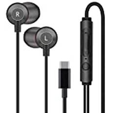 MAS CARNEY TI3 trådbundna USB Typ C hörlurar, USB C hörlurar, in-ear hörlurar med mikrofon för Samsung S20, Huawei P30 P40, OPPO, Honor, Google Pixel och andra smartphones med Type-C gränssnitt