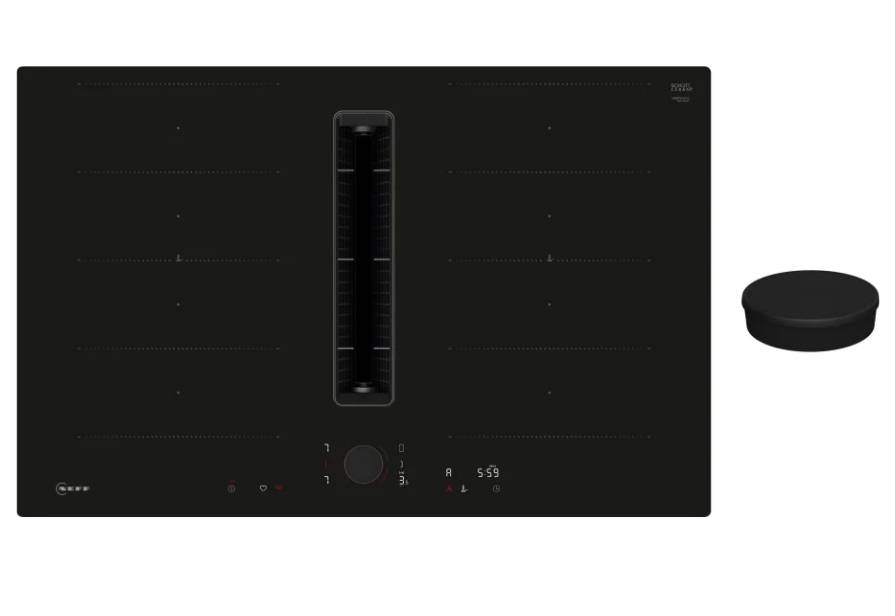 Induktionskogeplade med indbygget emfang, 80 cm, planmontering - Neff N90 - Deep Black.