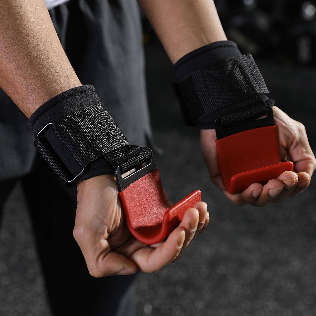 Vbosi Kraftiga Tyngdlyftningskrokar med Neoprenvadderade Handledsband för Marklyft Pull-ups Gymträning Stålgrepp one size