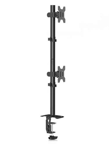 Bracwiser Vertikalt dubbelskärmsfäste passar 13-27 tums LCD LED-skärm dator PC-skärmar, klämmontering, helt justerbart skrivbordsfäste. MD7802