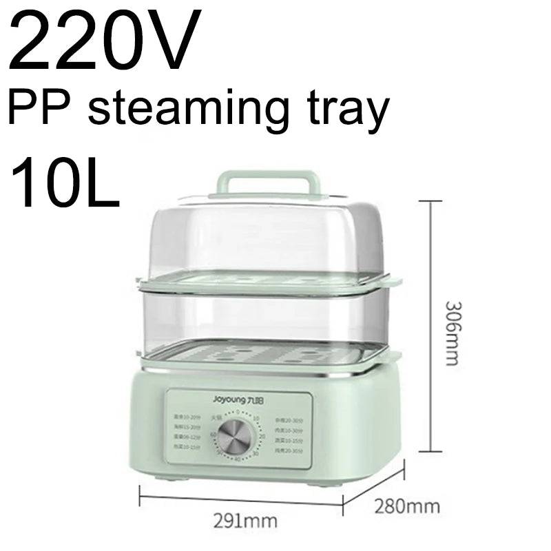 electric steamer multifunctional household capacity multi-layer steamer box steamer breakfast machine - Green PP Tray / EU