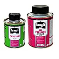 Tangit PVC-set, allt trycklim, 250 ml och rengöringsmedel 125 ml pensel- speciallim för anslutning och montering av hårda PVC-U-rör/poolkonstruktion, dammkonstruktion, takrännmontering