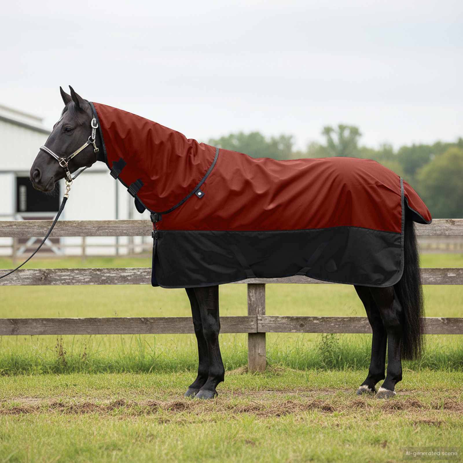 vidaXL Hästdyna Mörkgrön och svart 85 cm Polyester