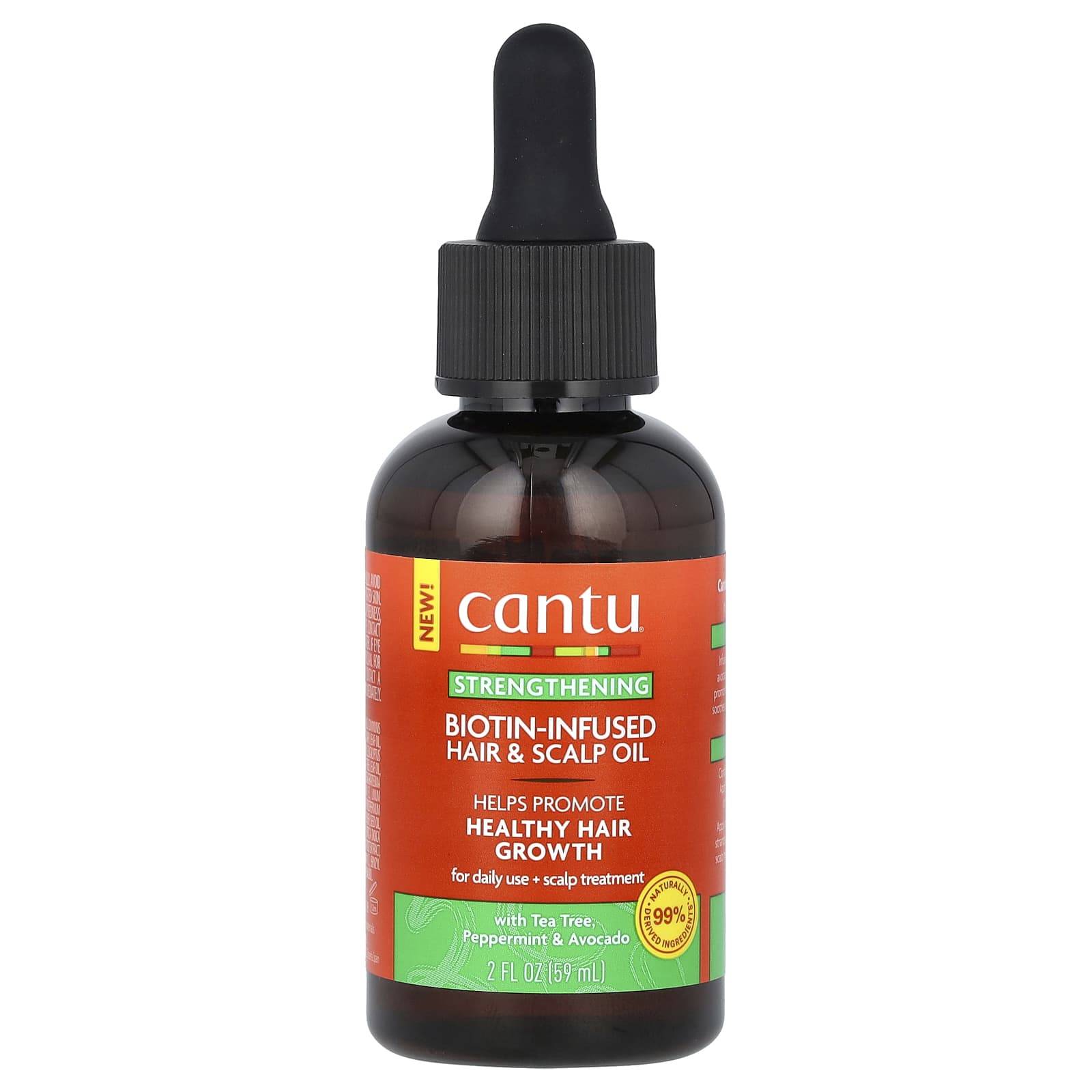 Cantu, Fortified, Hair and Scalp Oil with Biotin, with Tea Tree, Peppermint, and Avocado, 2 fl oz (59 ml)