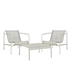 HAY - Palissade cord loungegruppe med 2 stole & lavt trædgårdsbord sky grey - Udendørs loungegrupper