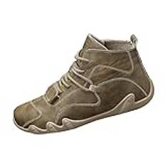 Termisk fodrad sneaker för män 2025 sportskor mode sommar och höst vardaglig män platt lätt nät andningsbara enfärgade sportskor, Khaki, 5.5 UK 3X-Narrow