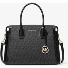 MK Mercer Medium Signature Logo and Leather Belted Satchel - Black - Michael Kors - ONE SIZE