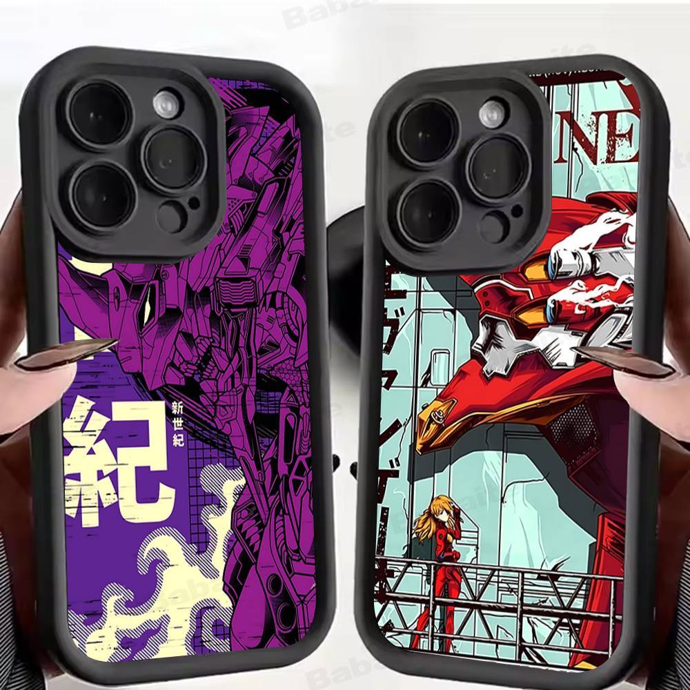 Anime Klassiskt E-evangelion Telefonskal till iPhone 17 16 15 14 13 12 11 Pro Max Mini Plus Mjukt TPU Baksida purple