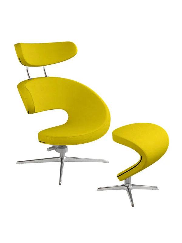 Peel™ Lænestol, venstre fra Variér Mustard yellow HAL457 / Inklusiv skammel - Jacobsen Plus