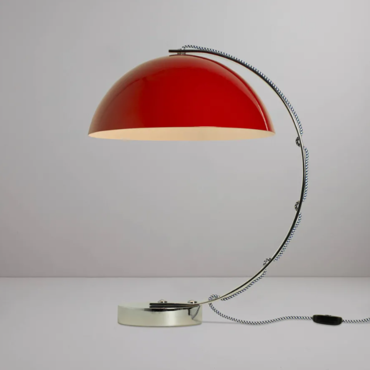 London Table Light bordlampe original BTC - Rød med blå/hvid stofledning