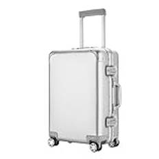 Resväska Handbagage Aluminiumlegering Bagage Hard Shell Carry-Ons Med Spinner Wheels Lätta Resväskor Kabinbagage (Color : Silver, Size : 20inch)