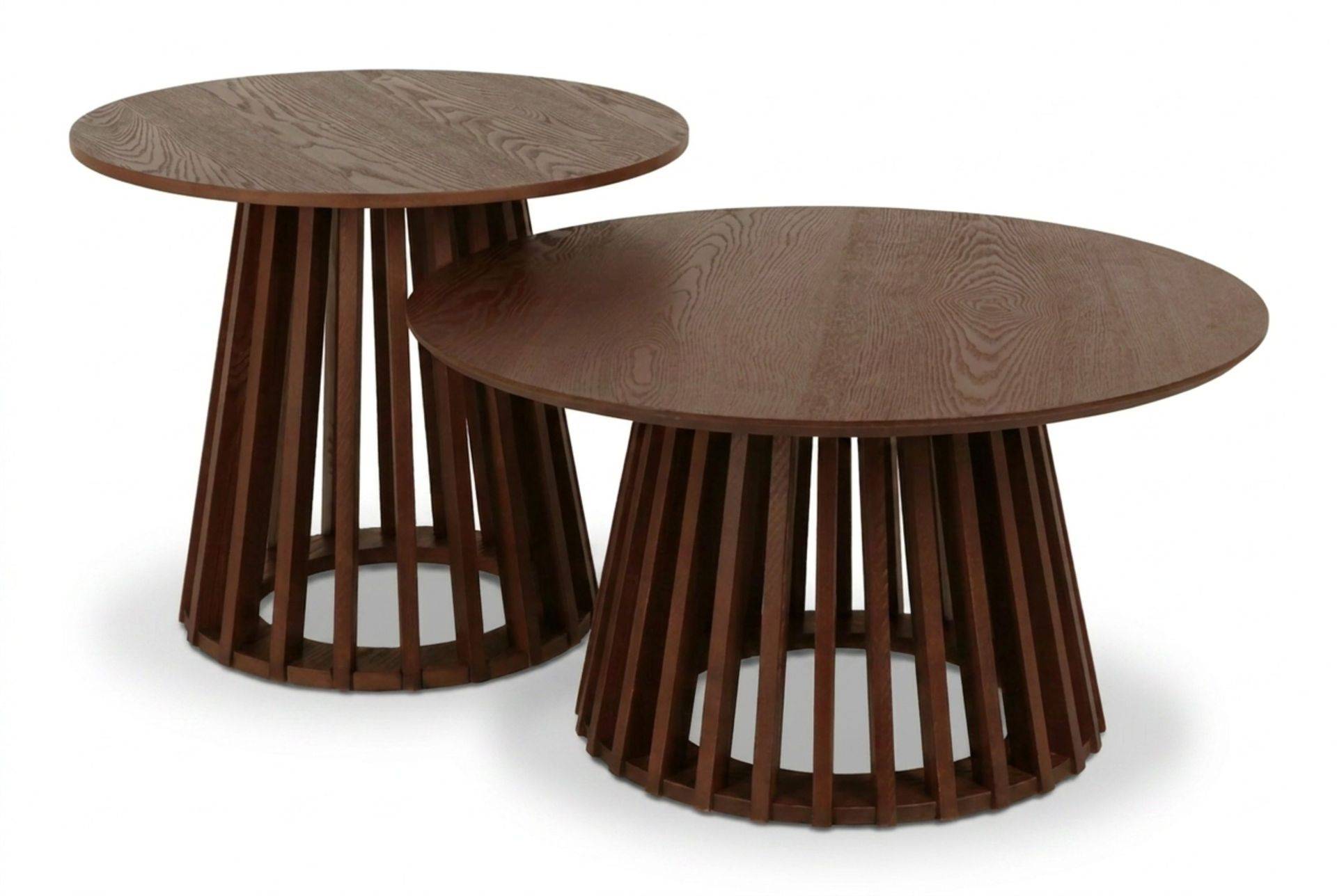 Peyra Soffbord Satsbord Runt 86/60 cm Fanér - Valnöt Soffbord