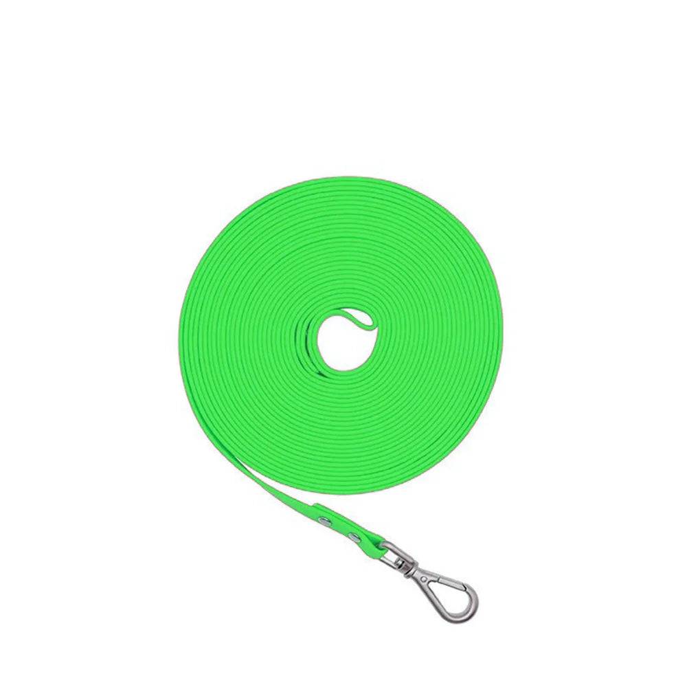 Waterproof PVC Long Dog Leash – Easy Clean Training Lead 1.5m to 20m - Fluorescent Green / 2XL 15m