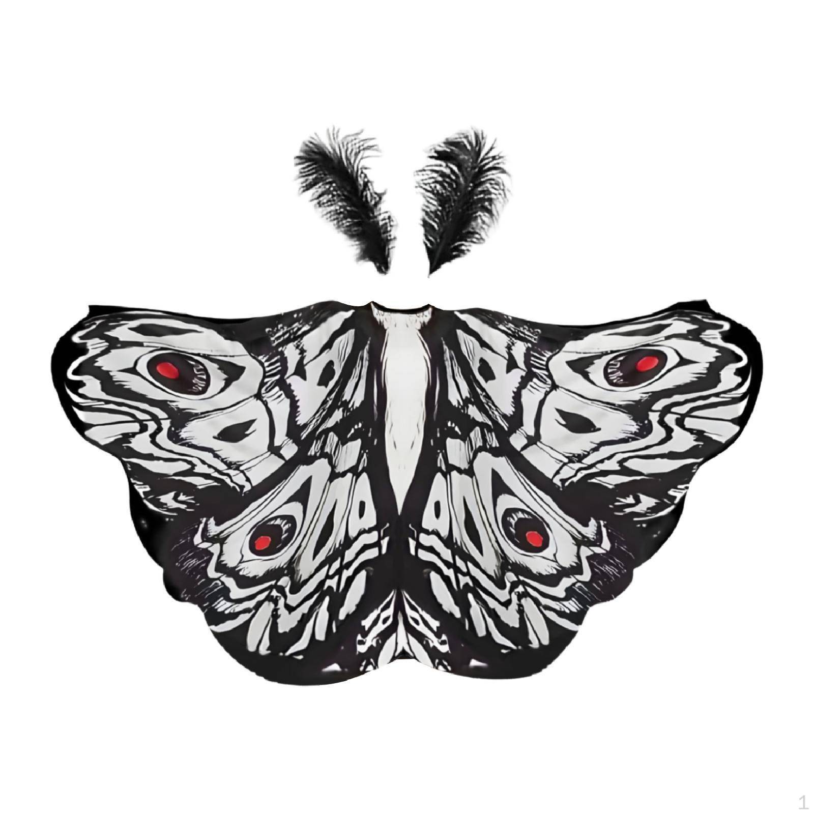 Halloween Butterfly Cape Cosplay Costume Accessories for Holiday Themed Party cm gray