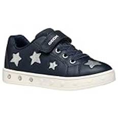 Geox J Skylin Girl B, flickor sneakers, Marinblå silver, 28 EU