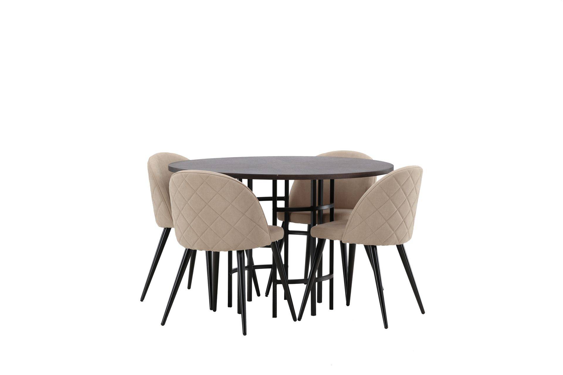 Matgrupp Hamnka 115 cm Rund med 4 Longreone stolar - Beige Brun,Beige
