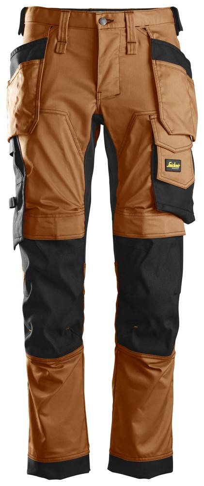 Snickers AllroundWork Arbejdsbukser med stretch og hylsterlommer, model 6241 Brun/Sort C44