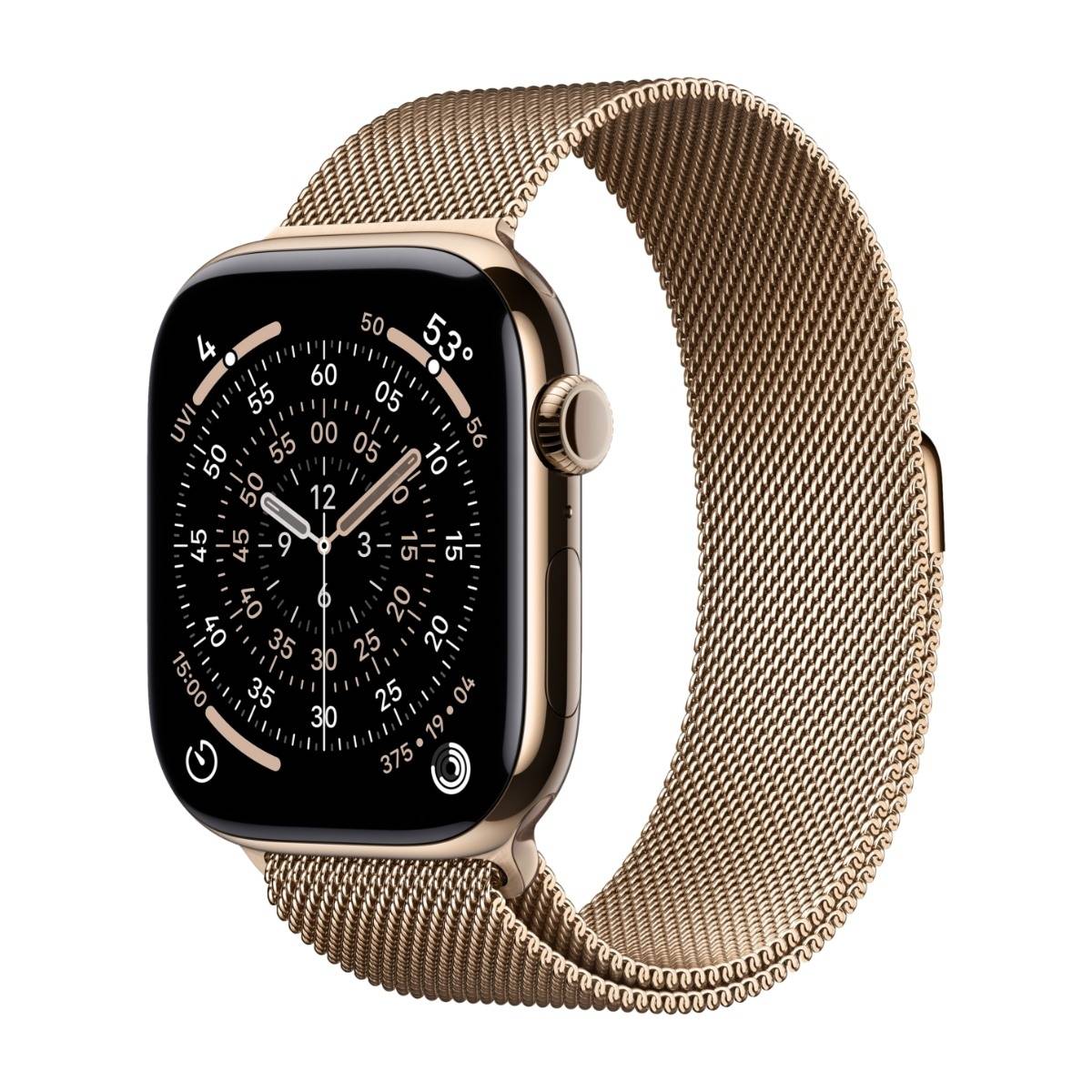 Apple Watch Series 11 GPS + Cell 46 mm guld titan, guld milanesisk loop - M/L