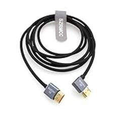 SZRMCC 8k 2,1HDMI-kabel HDMI flätad lindad kabel ultrahög hastighet mjuk HDMI-kabel för Z Cam E2 porttangenter BM5 Atomos Shinobi Ninjav V-skärm S-Ony Canon-kamera (HDMI-höger HDMI, 75 cm)