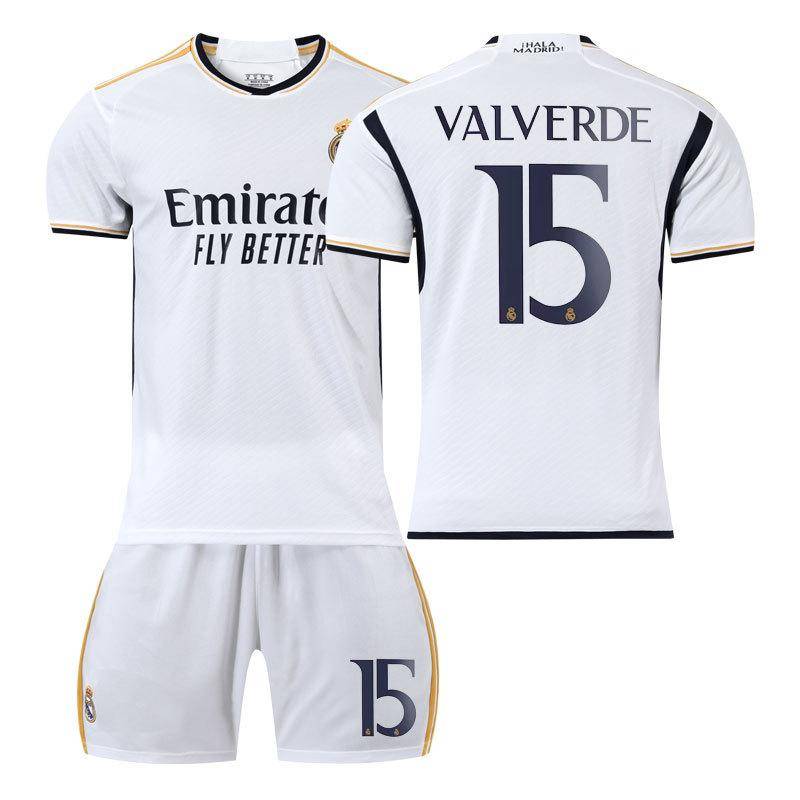 2023-24 Real Madrid hemmatröja #9 Mbappe #5 Bellingham #7 Vinicius, supporterversion Fotbollströjor