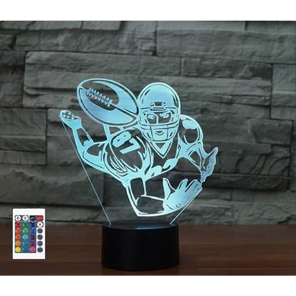 3D Rugby Fjärrkontroll 16 Färg Nattlampor Illusion Akryl LED Bords Nattlampa Barn Bedro