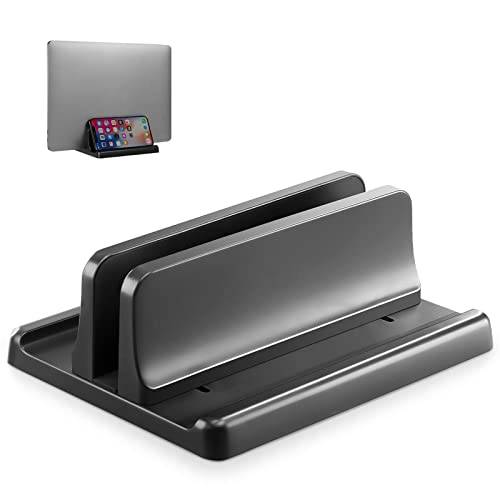 Saklifuo Vertikalt laptopstativ 3-i-1 justerbar platsbesparande stationär bärbar datorhållare robust ABS bärbar dockningsstation kompatibel med alla bärbara datorer MacBook yta spelplatta