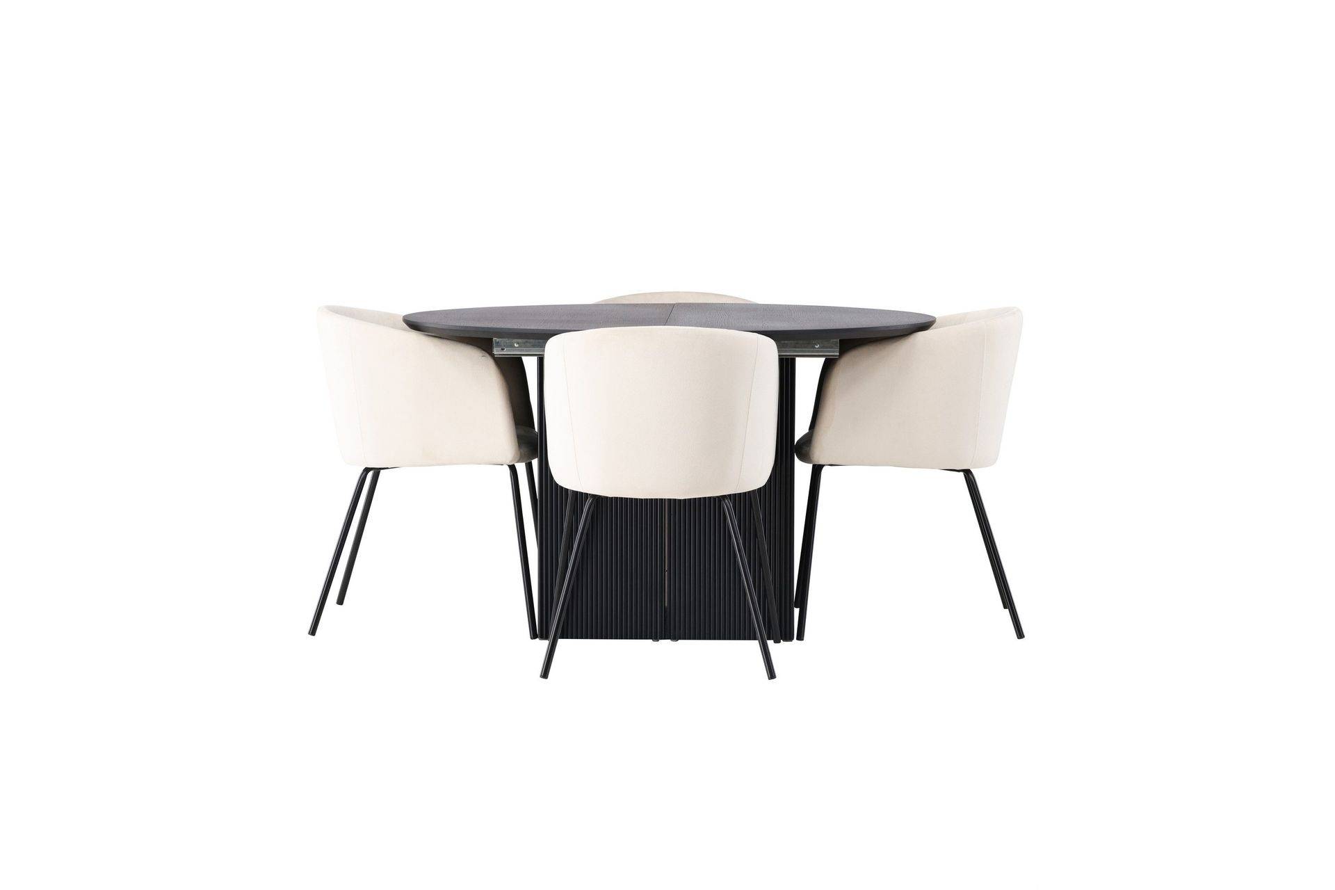 Matilda Matgrupp 130 cm Rund med 4 Berit Stolar - Beige Beige,Svart Venture Home