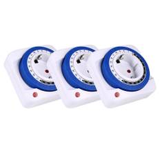 3PCS TIMEBEST GMT01A Mechanical Programmable Timer Switch, 230V 24 Hours Smart Countdown Timer Socket, Auto Power Off - EU Plug