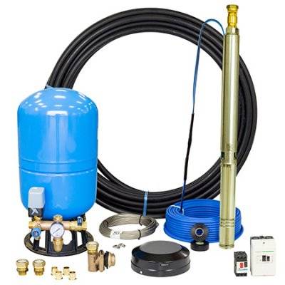EMTEK Djupbrunnspumpspaket  EQP 3" 45 liter/min 3X400V djup 20 meter med hydropress i stål 60 liter