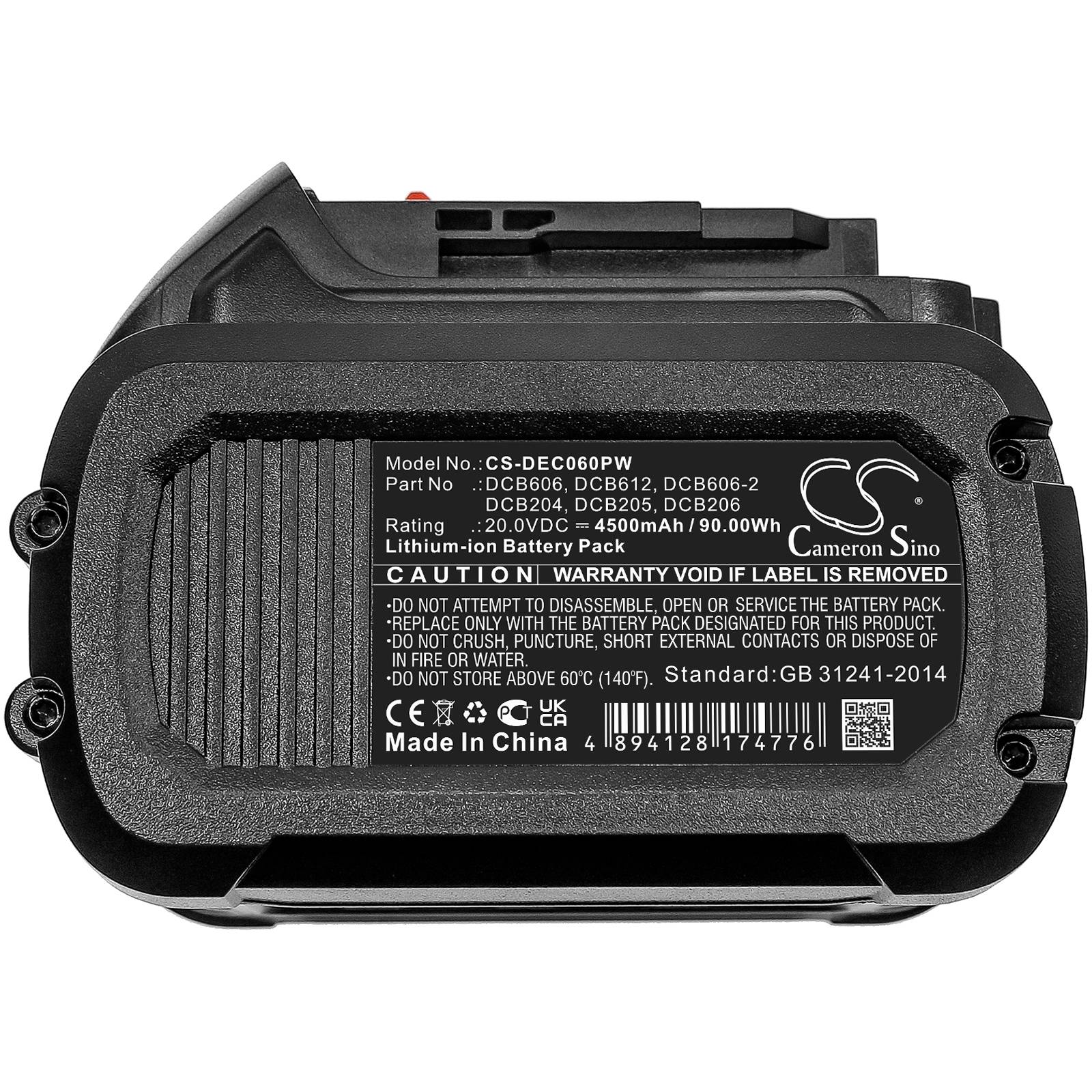 Batteri for DeWalt 20V MAX, 60V MAX, 120V MAX, DCB184, DCB184- DCB606 20 V 4500 mAh Li-ion