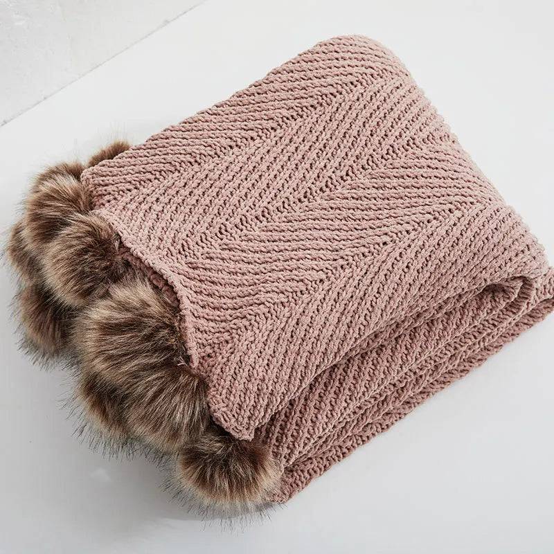HeartCozy Pläd – Lyxig Chenille Dyna med Hjärtpuffar - Rosa stil sju / 130cm x 160cm