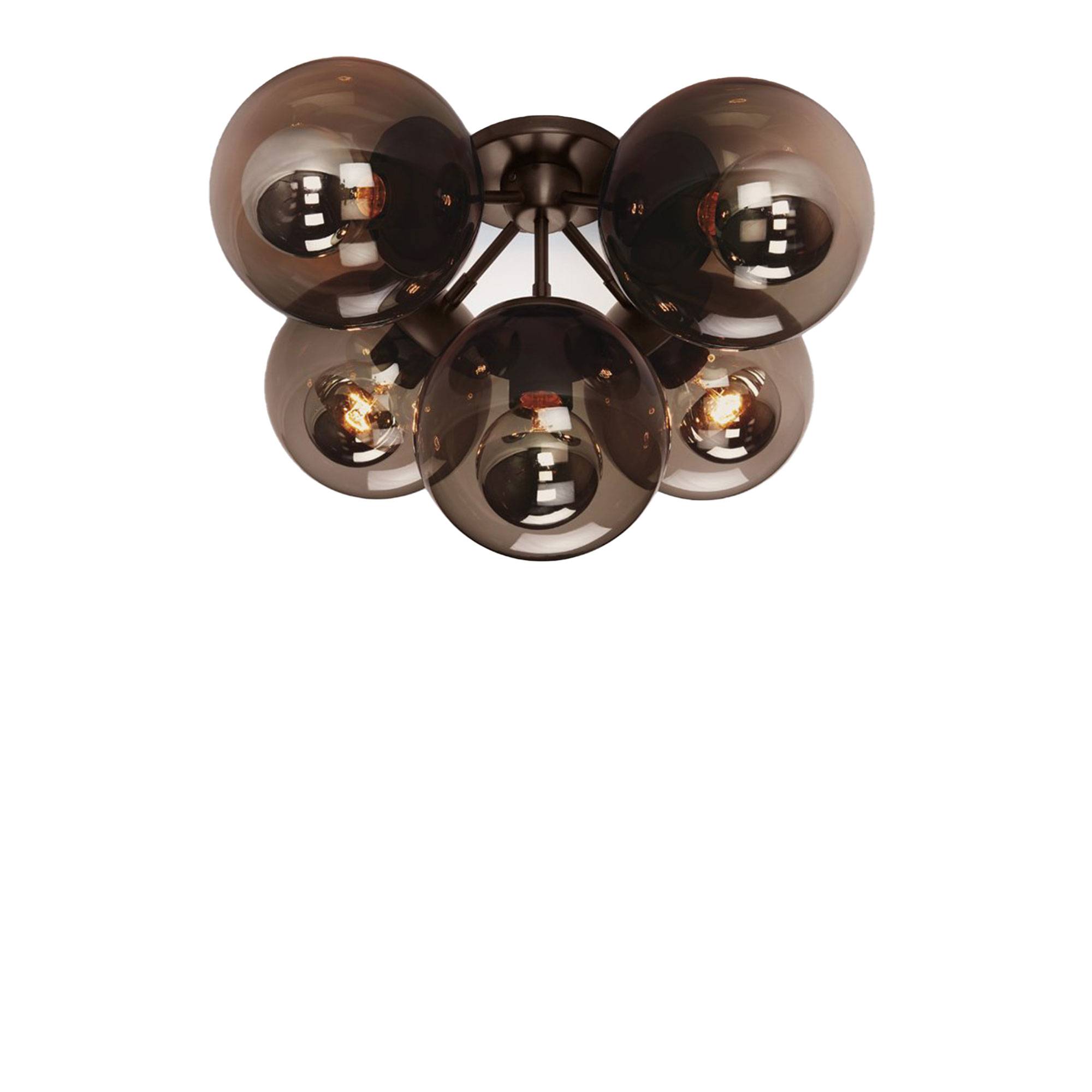 Roll & Hill - Modo Ceiling Mount 5 Globes Mjölkfärgat glas, Svart - Plafonder - Jason Miller - Sort,Hvid