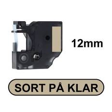 Dymo D1 45010 12mm X 7m Sort på Klar label (kompatibel)