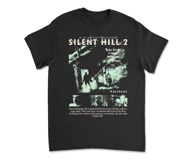 Silent Hill 2 TV-spel Svart Retro Gaming T-shirt Tee Herr Dam Semester Vardag Kortärmad Tee Topp Lös T-shirt cm