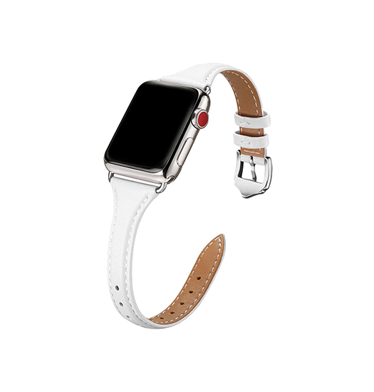 Apple Watch (42/44/SE/45/46/49mm) - Wonder™ Classic Læder Rem - Hvid