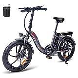 Fafrees F20 Elcykel 20 tum, E-cykel 250W, Elcykel Vikbar 3.0 Fat Tire, Ebike Hopfällbar 36V 18Ah batteri, Stadscykel Fatbike 25 km/h (Grå)
