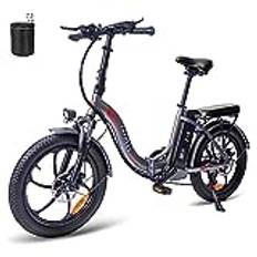 Fafrees F20 Elcykel 20 tum, E-cykel 250W, Elcykel Vikbar 3.0 Fat Tire, Ebike Hopfällbar 36V 16Ah batteri, Stadscykel Fatbike 25 km/h (Grå)