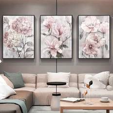 TEMU 3pcs Canvas Painting, Beautiful Flowers Canvas Posters, For Living Room Wall Art, Perfect Home Decor, No Frame