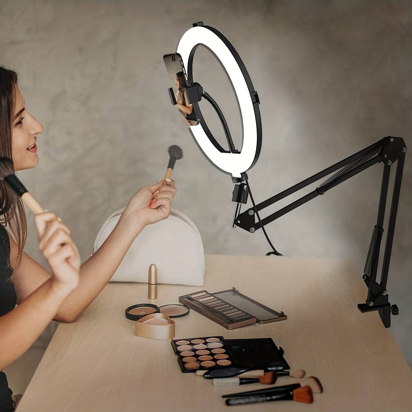 Live Streaming Fill Light Fill Light Desktop Beauty Lighting Celebrity Light Photography Indoor Face Light Mobile Shooting Douyin Light Stand Ring Soft Light, Overarm Bracket With 10-inch Light
