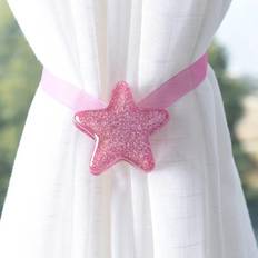 Magnetic New Pentagram Curtain Tie Rope Tieback Accessoires Backs Holdbacks Buckle Clips Hook Holder Home Decor Curtain Ring 1 PCS rosa